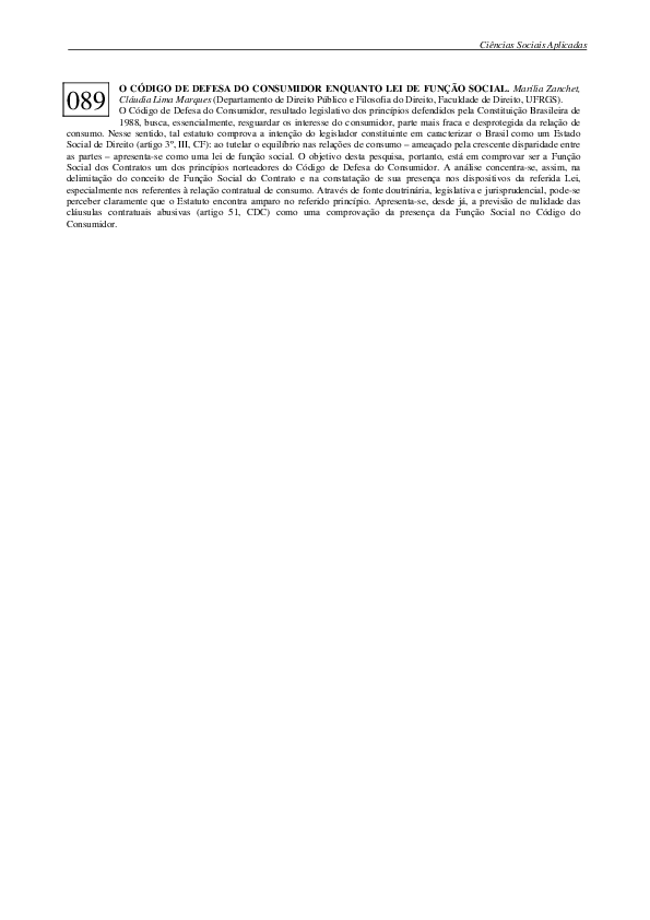 O código de defesa do consumidor enquanto lei de função social