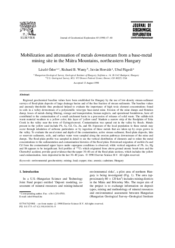 (PDF) Mobilization and attenuation of metals downstream from a base ...