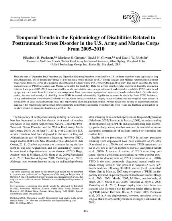 (PDF) Temporal Trends in the Epidemiology of Disabilities Related to ...
