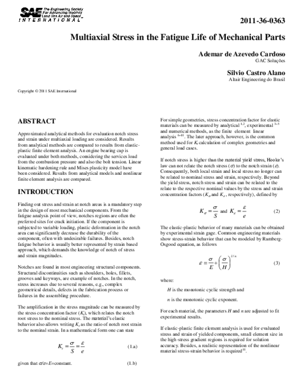 (PDF) Multiaxial Stress in the Fatigue Life of Mechanical Parts