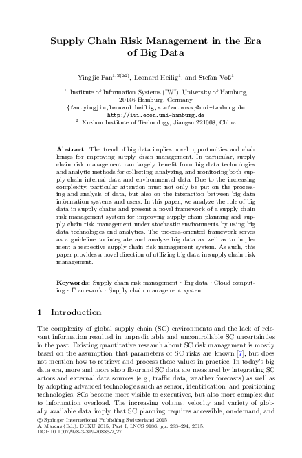 (PDF) Supply Chain Risk Management in the Era of Big Data