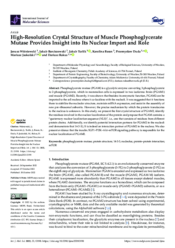 (PDF) PGAM2 Structure Reveals Nuclear Import Mechanism