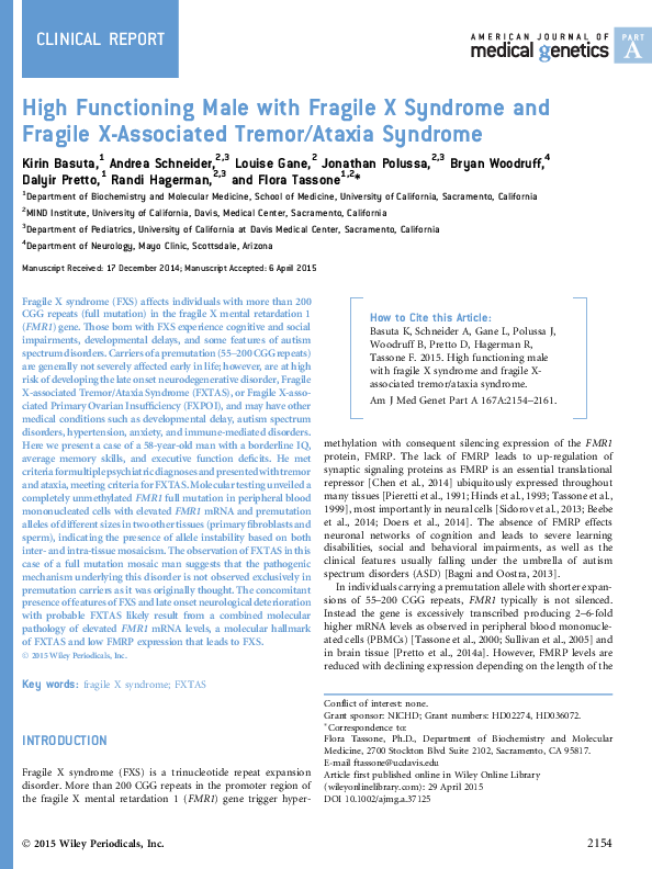 (PDF) High functioning male with fragile X syndrome and fragile X ...