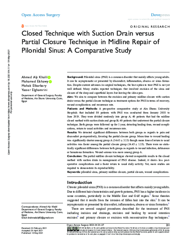 (PDF) Closed Technique with Suction Drain versus Partial Closure ...