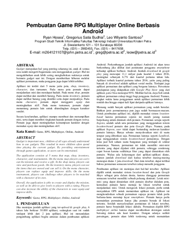 (PDF) Pembuatan Game RPG Multiplayer Online Berbasis Android