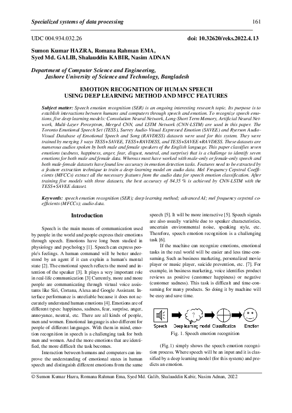 (PDF) Emotion recognition of human speech using deep learning method ...