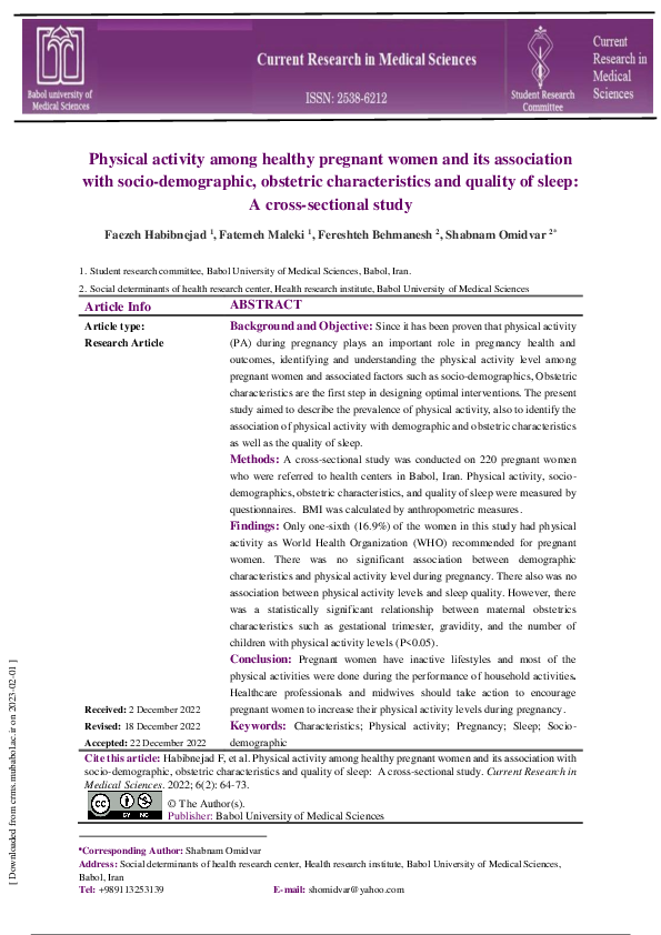 (PDF) Physical activity among healthy pregnant women and its ...