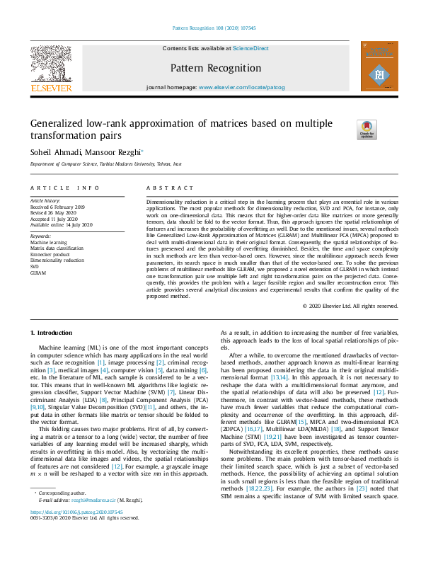 (PDF) Generalized low-rank approximation of matrices based on multiple ...