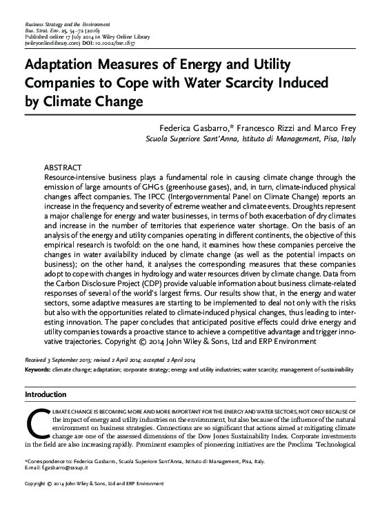 (PDF) Adaptation Measures of Energy and Utility Companies to Cope with ...