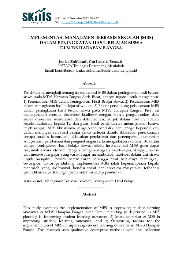 (DOC) IMPLEMENTASI MANAJEMEN BERBASIS SEKOLAH (MBS) DALAM PENINGKATAN ...