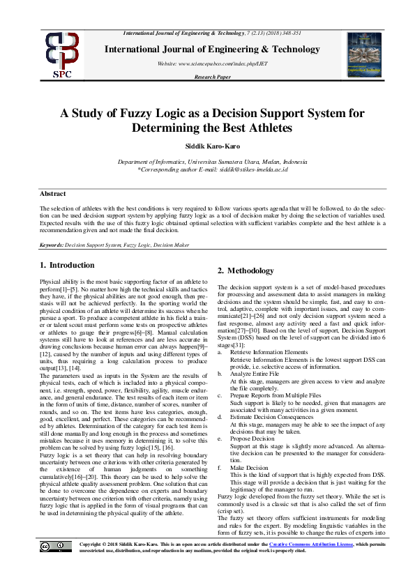 (PDF) A Study of Fuzzy Logic as a Decision Support System for ...