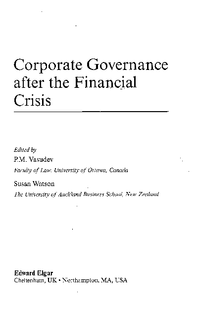 (PDF) Corporate Governance after the Financial Crisis