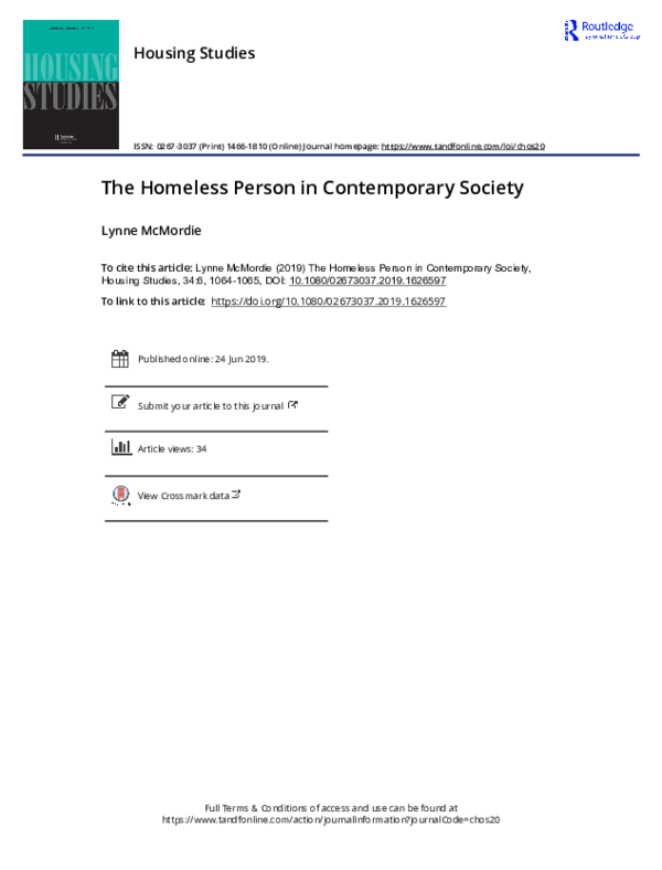 (PDF) The Homeless Person in Contemporary Society