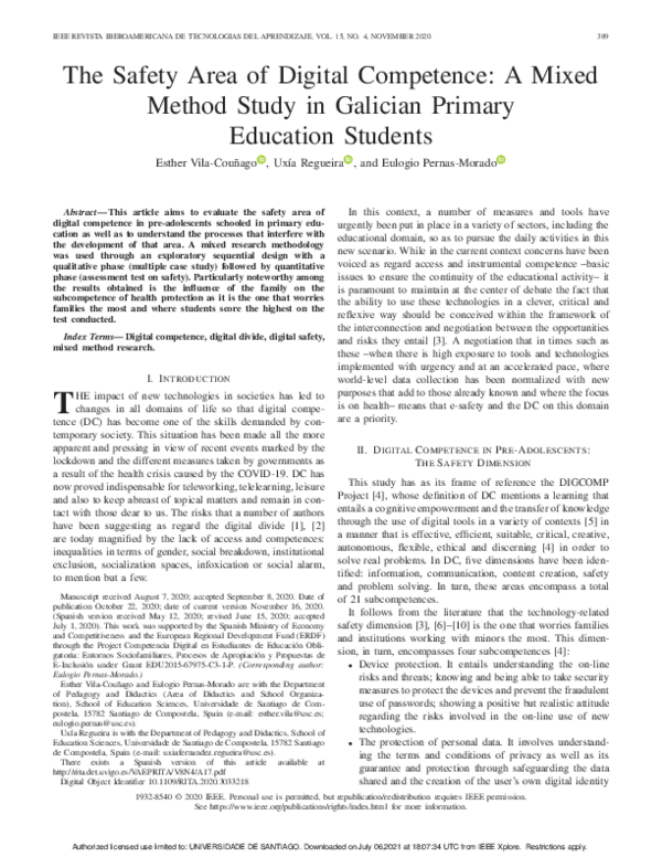 (PDF) The Safety Area of Digital Competence: A Mixed Method Study in ...