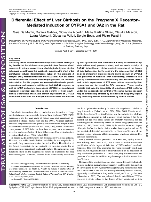 (PDF) Differential effect of liver cirrhosis on the pregnane X receptor ...