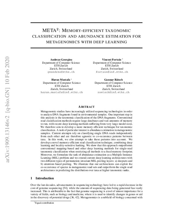 (PDF) META$^\mathbf{2}$: Memory-efficient taxonomic classification and ...