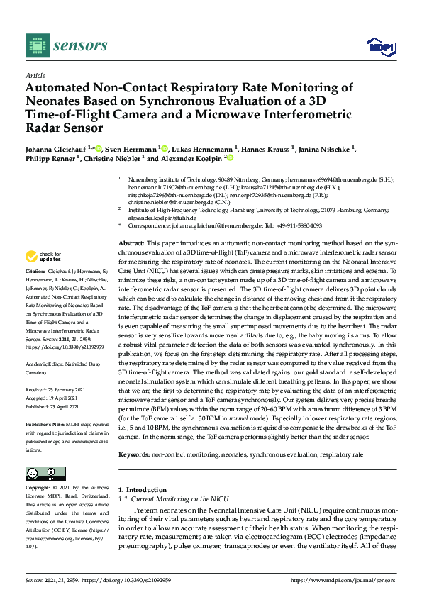 (PDF) Automated Non-Contact Respiratory Rate Monitoring of Neonates ...