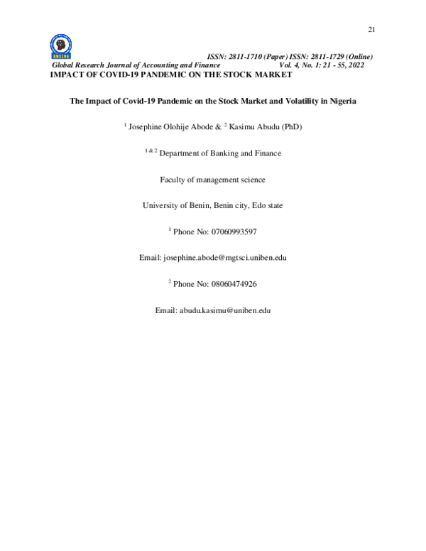 (PDF) IMPACT OF COVID-19 PANDEMIC ON THE STOCK MARKET The Impact of ...