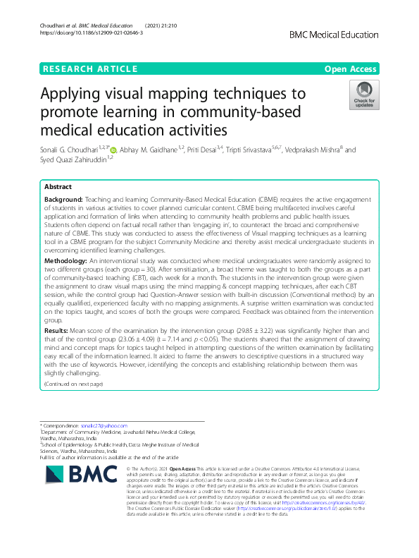 (PDF) Applying visual mapping techniques to promote learning in ...