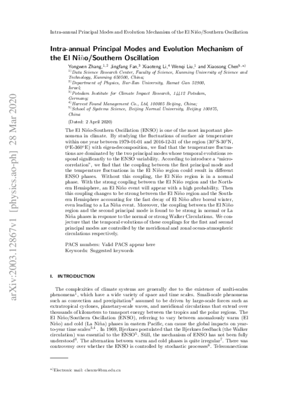 (PDF) Intra-annual Principal Modes and Evolution Mechanism of the El ...