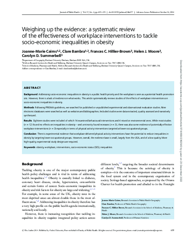 (PDF) Weighing up the evidence: a systematic review of the ...