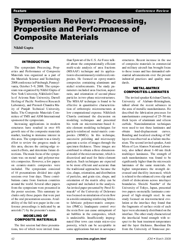 (PDF) Symposium review Processing, properties and performance of composite materials Nikhil