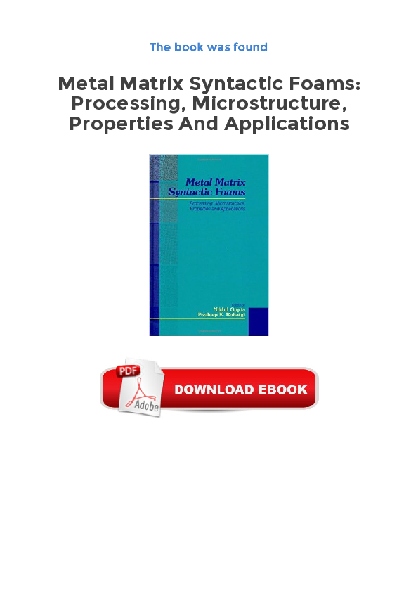 (PDF) Metal matrix syntactic foams: processing, microstructure ...