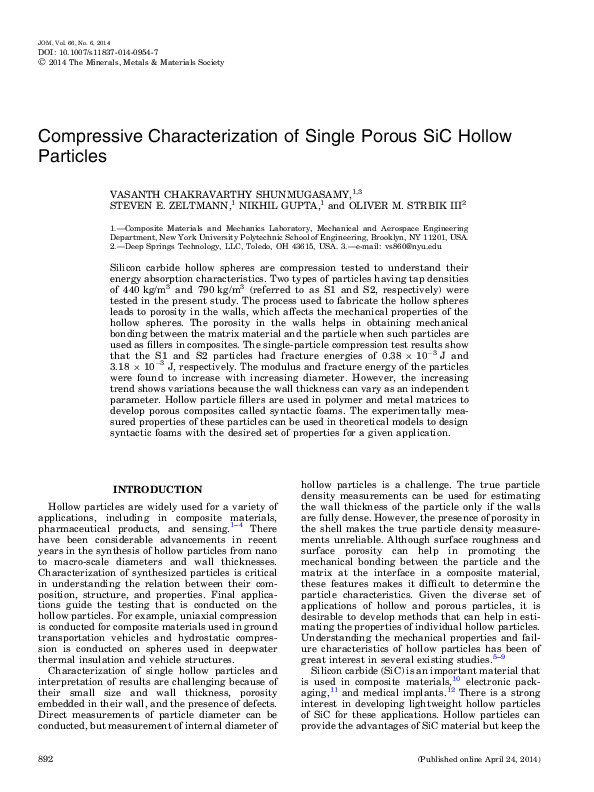 (PDF) Compressive Characterization of Single Porous SiC Hollow Particles