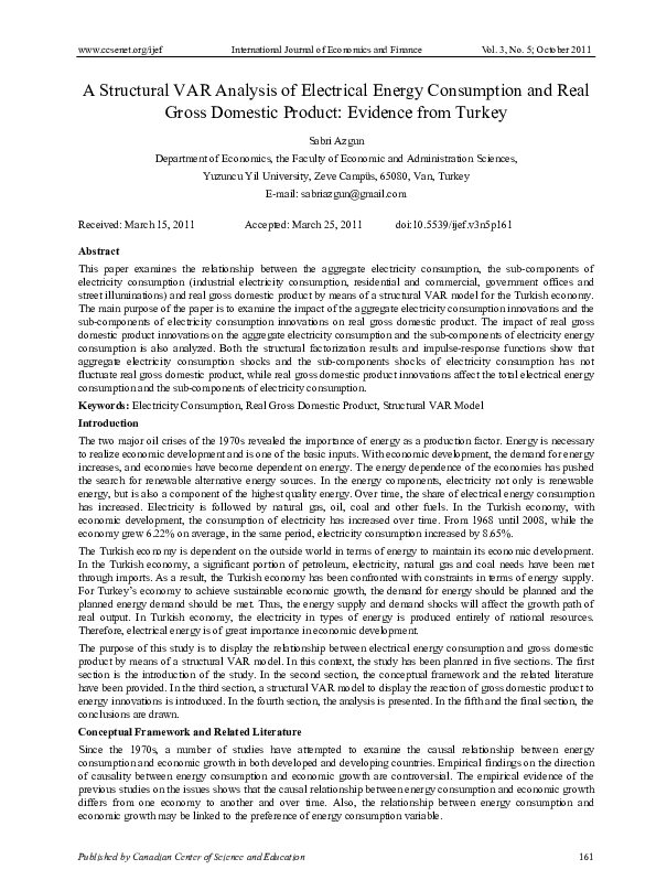 (PDF) A Structural VAR Analysis of Electrical Energy Consumption and ...