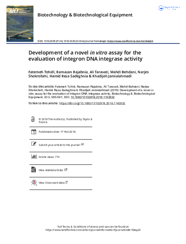 (PDF) Development of a novel in vitro assay for the evaluation of ...