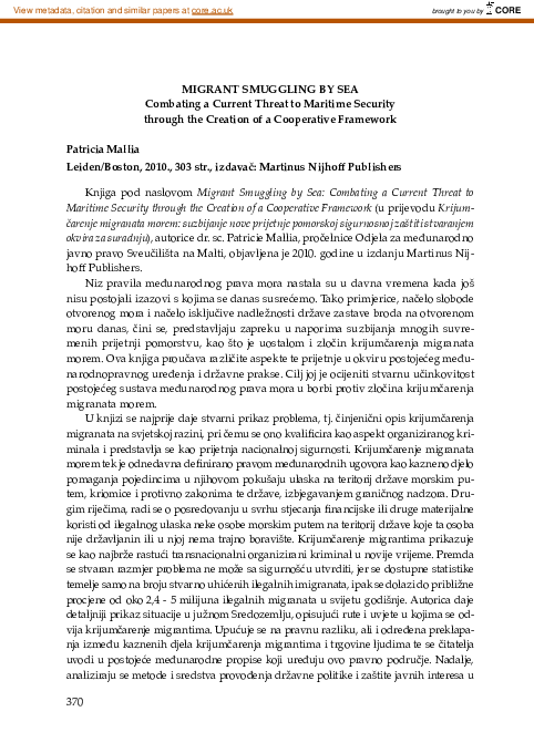 (PDF) Migrant Smuggling by Sea (author P. Mallia) (Leiden/Boston ...
