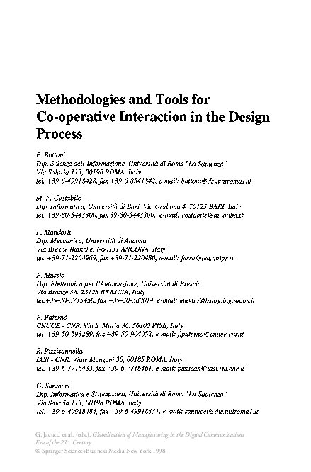 (PDF) Methodologies and Tools for Co-operative Interaction in the ...