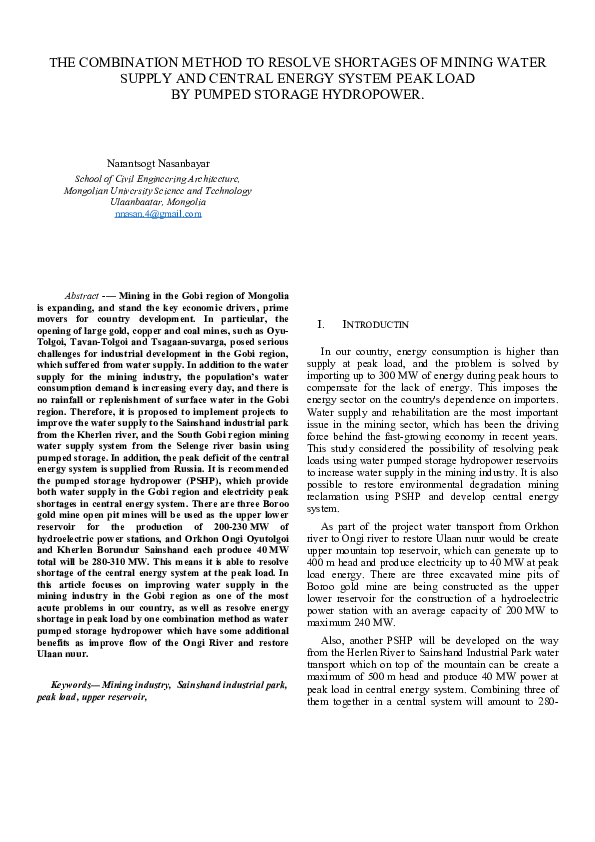 (DOC) THE COMBINATION METHOD TO RESOLVE SHORTAGES OF MINING WATER ...