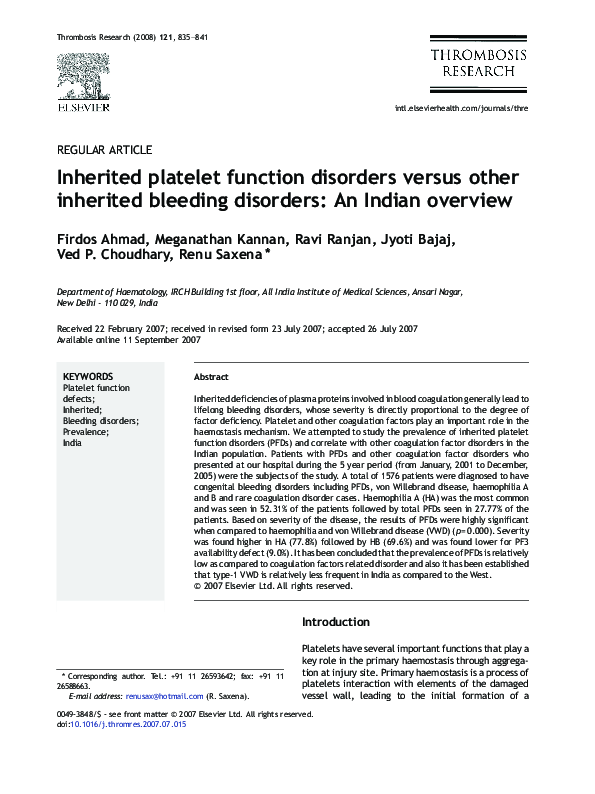 (PDF) Inherited platelet function disorders versus other inherited ...