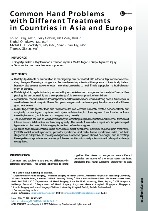 (PDF) Common Hand Problems with Different Treatments in Countries in ...