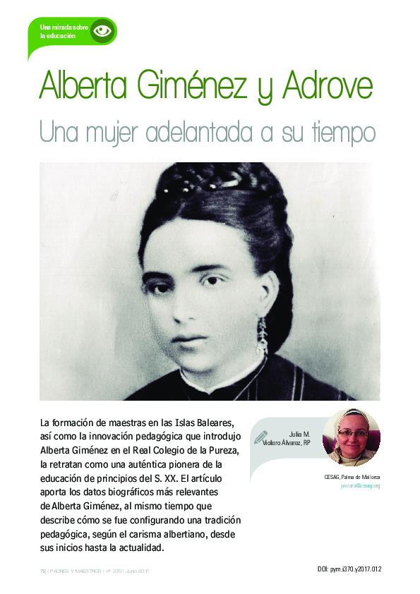 (PDF) Alberta Giménez y Adrove. Una mujer adelantada a su tiempo ...