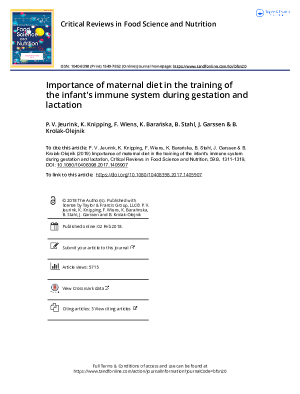 (PDF) Importance of maternal diet in the training of the infant's ...