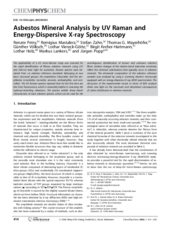 (PDF) Asbestos Mineral Analysis by UV Raman and Energy-Dispersive X-ray ...