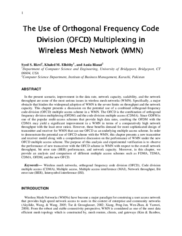 (PDF) The Use of Orthogonal Frequency Code Division (OFCD) Multiplexing ...