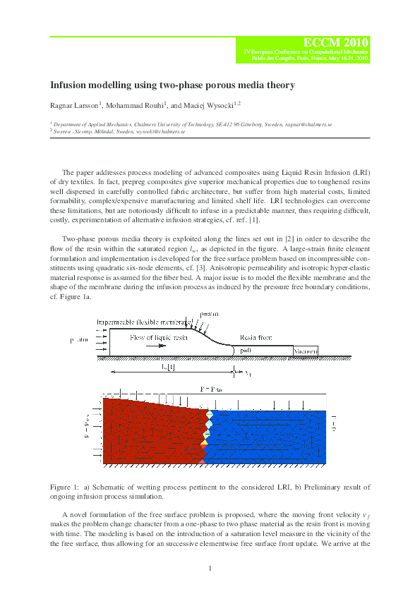 (PDF) Infusion Modeling using Two Phase Porous Media Theory