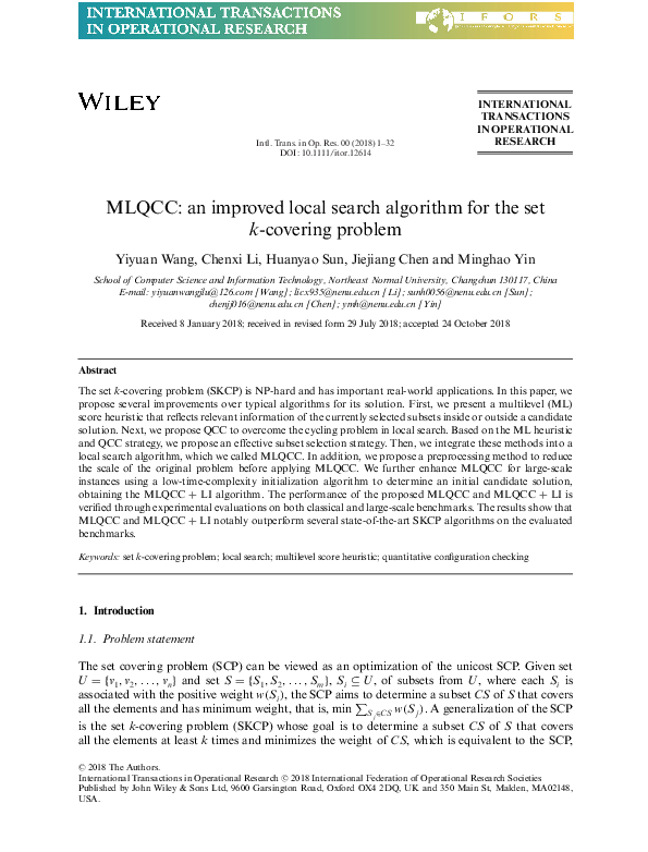 (PDF) MLQCC: an improved local search algorithm for the set k -covering ...