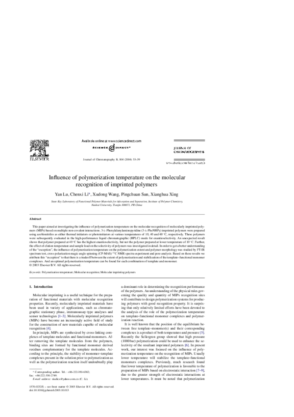 (PDF) Influence of polymerization temperature on the molecular ...