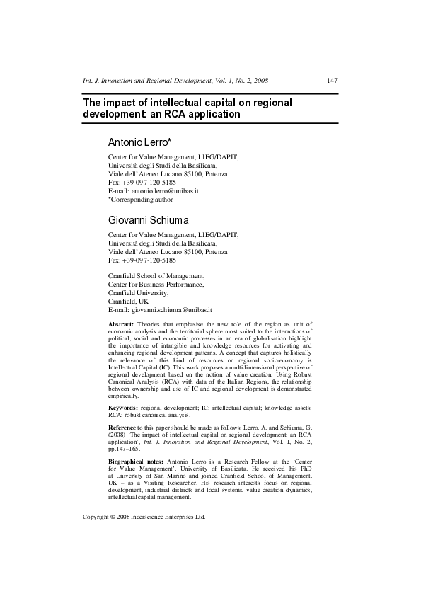 (PDF) The impact of intellectual capital on regional development: an ...