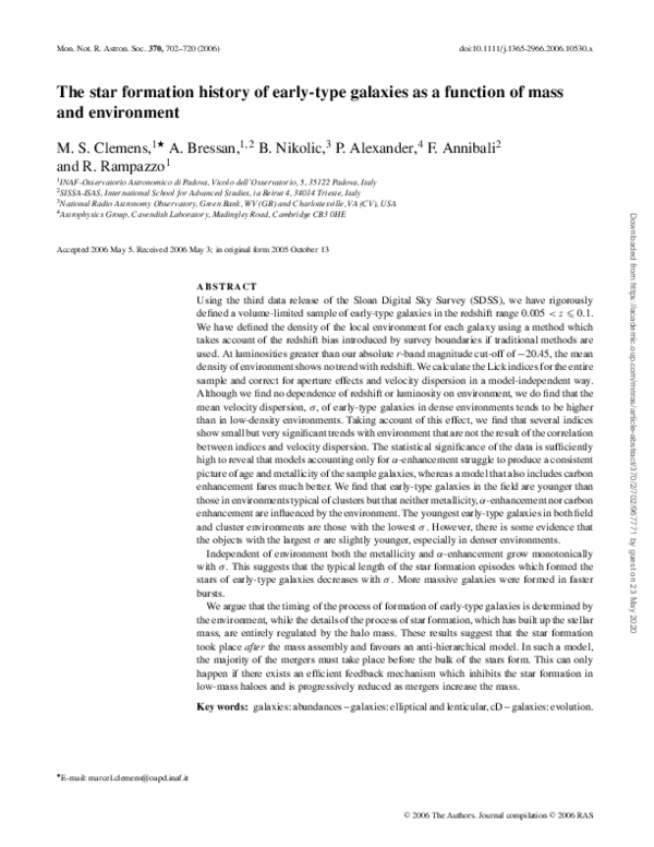 (PDF) The star formation history of early-type galaxies as a function ...