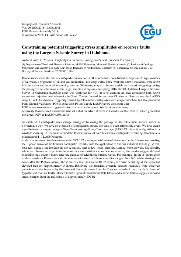 (PDF) Constraining potential triggering stress amplitudes on receiver ...