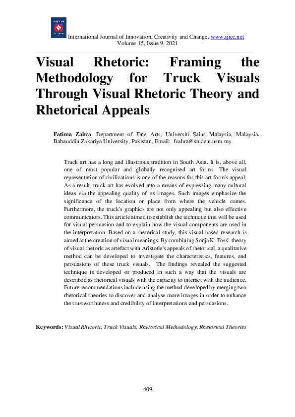 (PDF) Visual Rhetoric Framing the Methodology for Truck Visuals