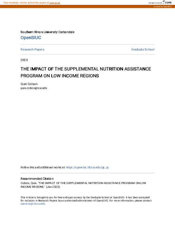 (PDF) The Impact of the Supplemental Nutrition Assistance Program on ...