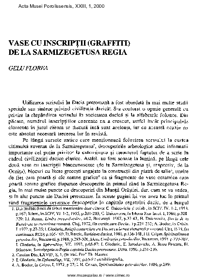 (PDF) VASE CU INSCRIPTII (GRAFFITI) Sarmizegetusa