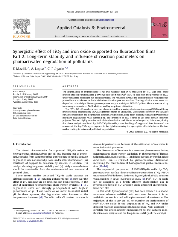 (PDF) Synergistic effect of TiO2 and iron oxide supported on ...