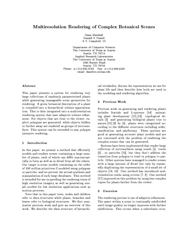 (PDF) Multiresolution rendering of complex botanical scenes
